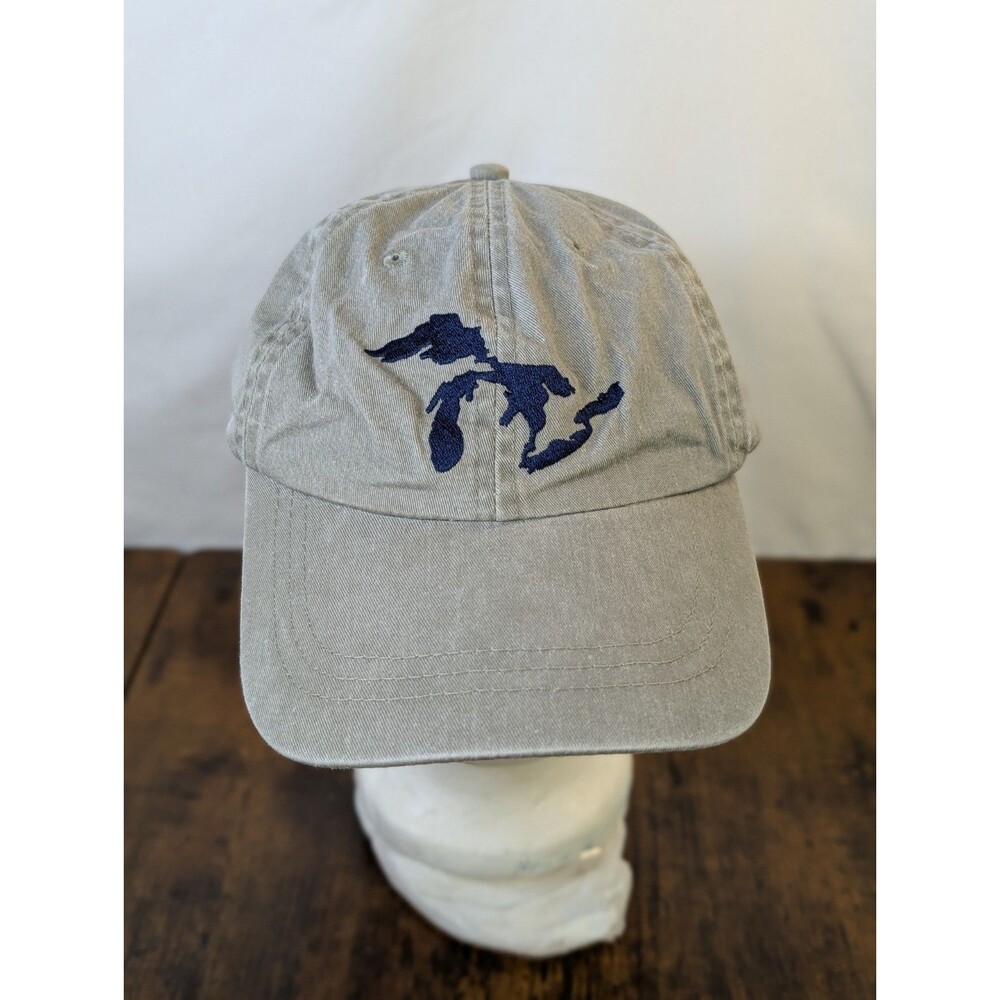 Great Lakes Dad Hat Adjustable Strapback Tan Unsalted & Shark Free